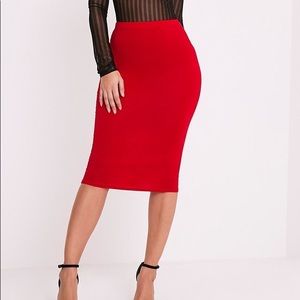 Basic Red Midi Skirt